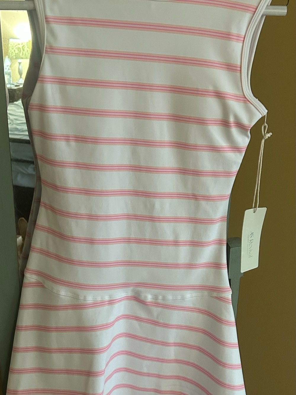 Altar'd State White and Pink Striped Sleeveless Dress